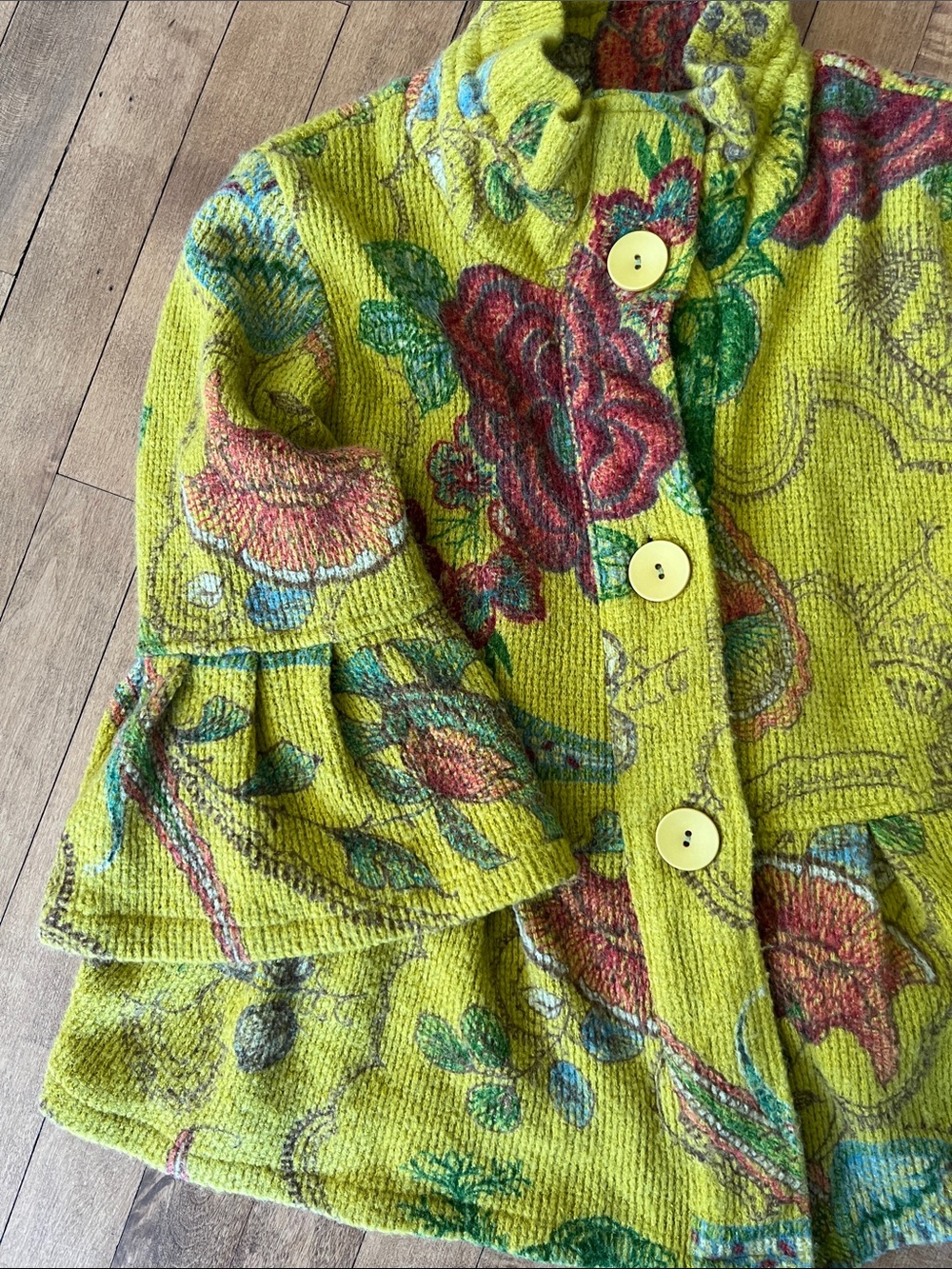 Yellow Floral Jacket with Ruffle Detail - Picture 4 of 10